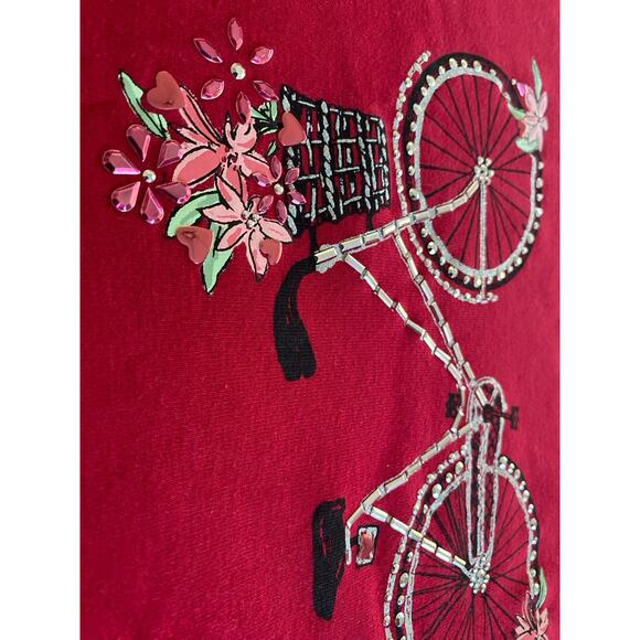 Karen Scott Women’s Red Holiday Christmas Sweatshirt with Silver Bicycle XL - Picture 6 of 9